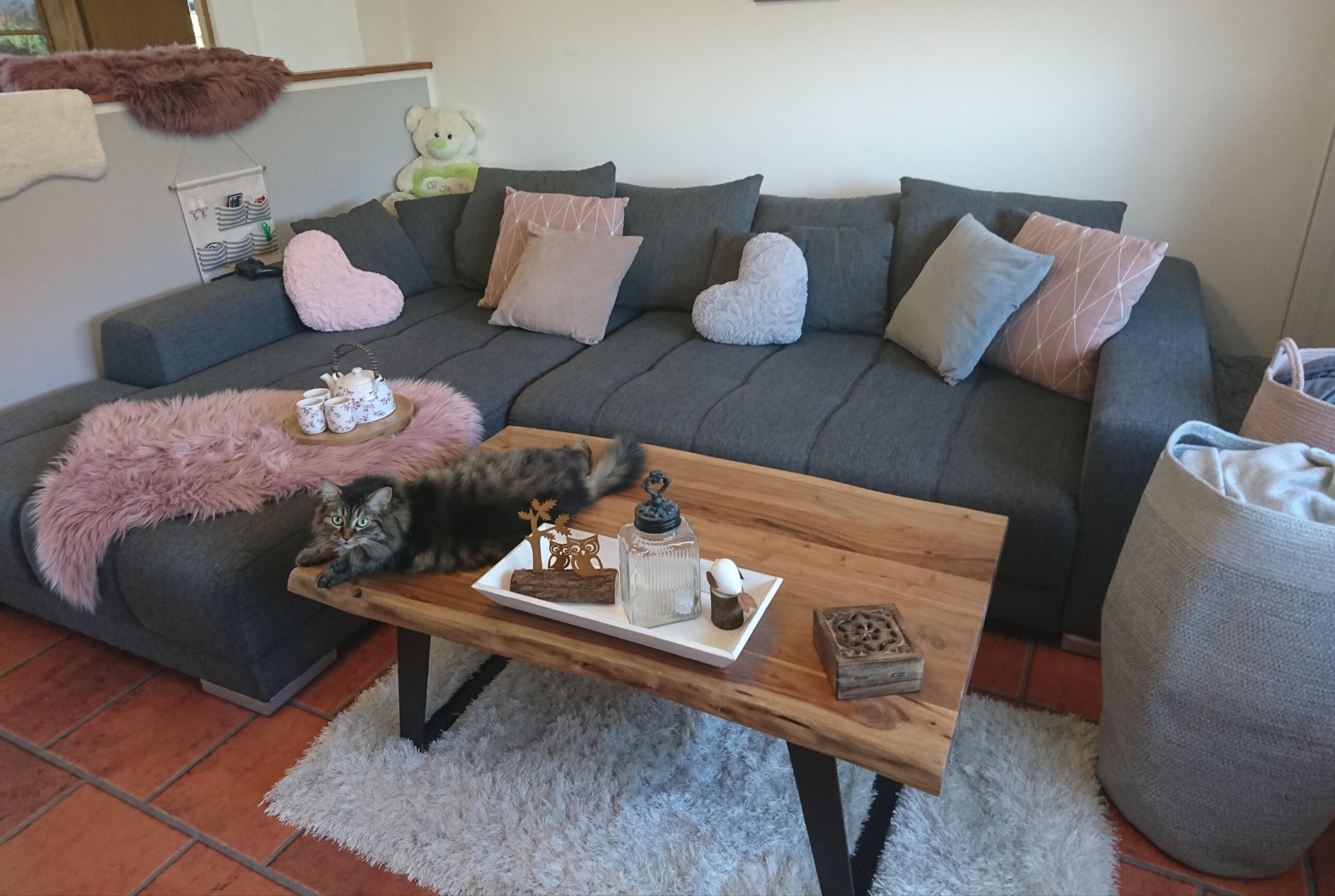 Wohnzimmer #Weiß #Grau #Rosa #Altrosa #Katze #Couch inside Wohnzimmer Grau Rosa